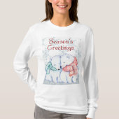 Cute Polar-Beren in rood en groen geslacht T-shirt (Voorkant)