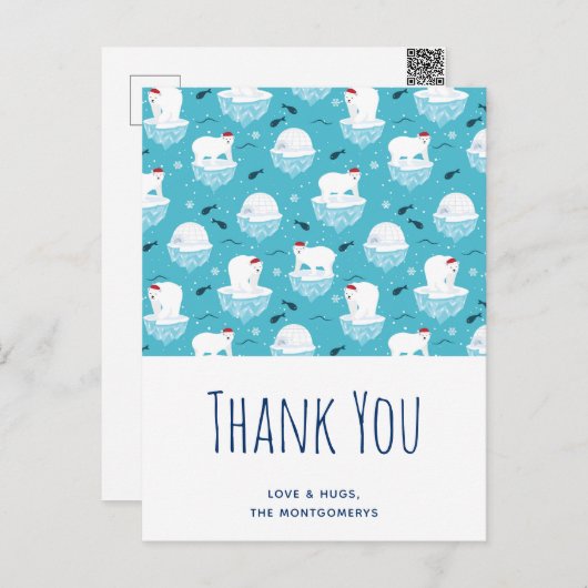 Cute Polar beren in Santa Hats Kerstmis Dank u Briefkaart (Voorkant / Achterkant)