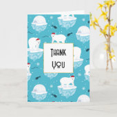 Cute Polar beren in Santa Hats Kerstmis Dank u Kaart (Gele Bloem)