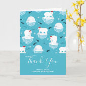 Cute Polar beren in Santa Hats Kerstmis Dank u Kaart (Gele Bloem)