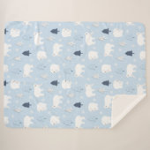 Cute Polar-Beren Sherpa Deken (Voorkant (horizontaal))