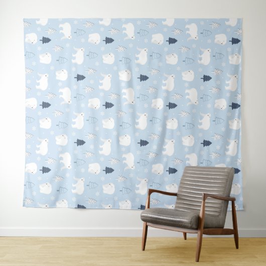 Cute Polar-Beren Wandkleed (In Situ (horizontaal))