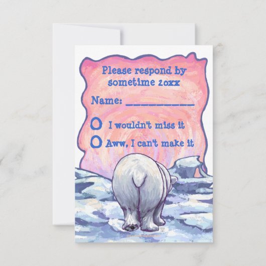 Cute Polar Party Center RSVP (Achterkant)