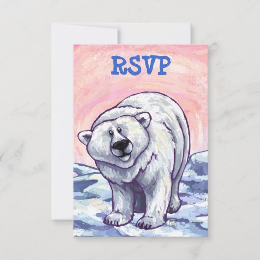 Cute Polar Party Center RSVP Kaartje (Voorkant)