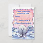 Cute Polar Party Center RSVP Kaartje (Achterkant)