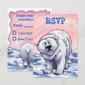 Cute Polar Party Center RSVP Kaartje (Voorkant / Achterkant)