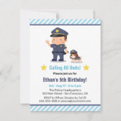 Cute Police Boy and Dog Birthday Party Kaart (Voorkant)