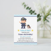 Cute Police Boy and Dog Birthday Party Kaart (Staand voorkant)