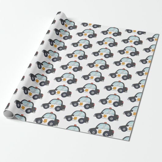 Cute Police Car Pattern Cadeaupapier (Uitgerold)