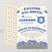 Cute Police Invitation for Birthday Officer Patrol Kaart (Voorkant / Achterkant)