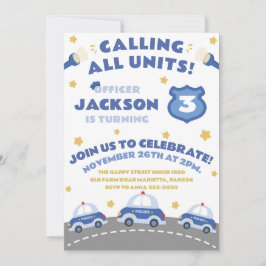 Cute Police Invitation for Birthday Officer Patrol Kaart