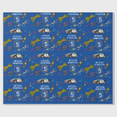 Cute Police Officer en Car Birthday Party Cadeaupapier (Vlak)
