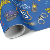 Cute Police Officer en Car Birthday Party Cadeaupapier (Rol Hoek)