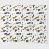 Cute Police Officer en Car Birthday Party Cadeaupapier (Vlak)