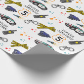 Cute Police Officer en Car Birthday Party Cadeaupapier (Hoek)