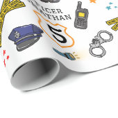 Cute Police Officer en Car Birthday Party Cadeaupapier (Rol Hoek)