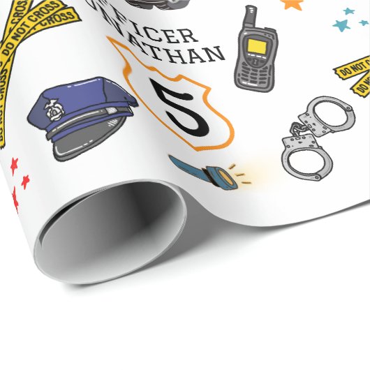 Cute Police Officer en Car Birthday Party Cadeaupapier (Rol Hoek)