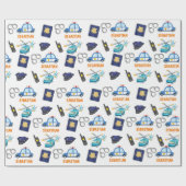 Cute Police Officer en Car Birthday Party Cadeaupapier (Vlak)