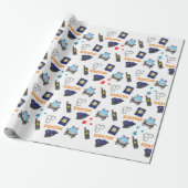 Cute Police Officer en Car Birthday Party Cadeaupapier (Uitgerold)