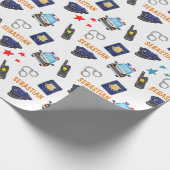 Cute Police Officer en Car Birthday Party Cadeaupapier (Hoek)