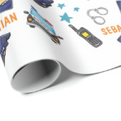 Cute Police Officer en Car Birthday Party Cadeaupapier (Rol Hoek)