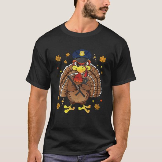 Cute Police Turkey Thanksgiving Day Funny Costume T-shirt (Voorkant)