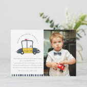 Cute Politieauto Redt Kinderen Foto Elke Leeftijd Bedankkaart (Staand voorkant)