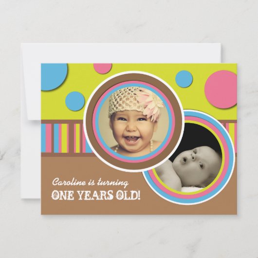 Cute Polk a Dot Birthday Party Invitation Kaart (Voorkant)