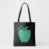 Cute Polka Dot Apple Black Teachers Tote Bag (Voorkant)