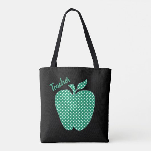 Cute Polka Dot Apple Black Teachers Tote Bag (Achterkant)