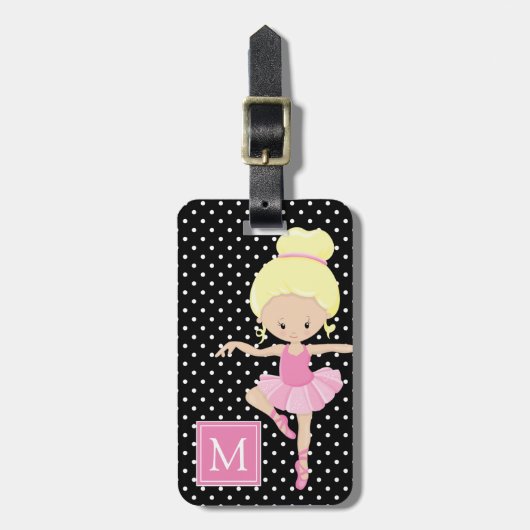 Cute Polka Dot Ballerina Bagagelabel (Voorkant verticaal)