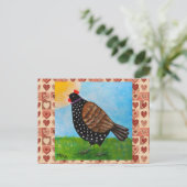 Cute Polka dot Black Chicken Hen Country Farm  Briefkaart (Staand voorkant)