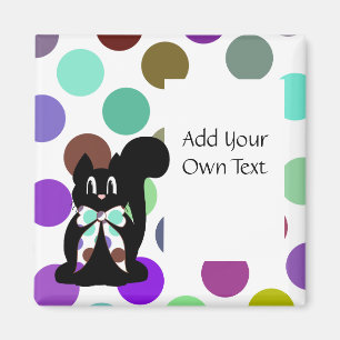 Cute Polka Dot Black Kitty Cat Magnet