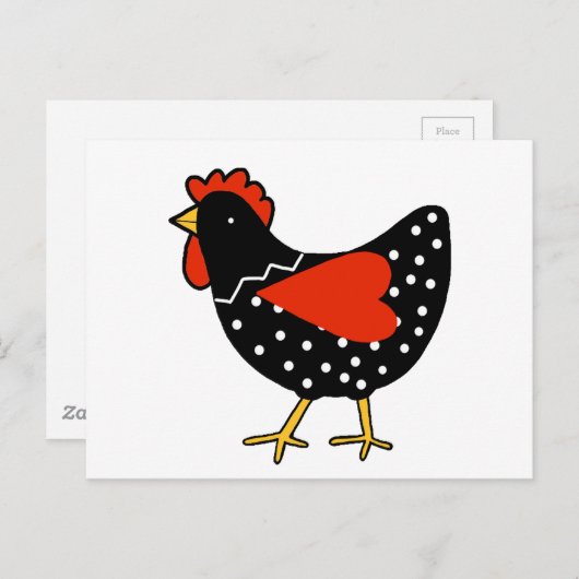 Cute Polka Dot Chicken Briefkaart (Voorkant / Achterkant)