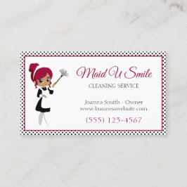 Cute Polka Dot Cleaning Maid Housecleaning Service Visitekaartje