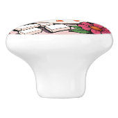 Cute Polka Dot Coffee Cup and Flowers Keramische Knop (Zijkant)