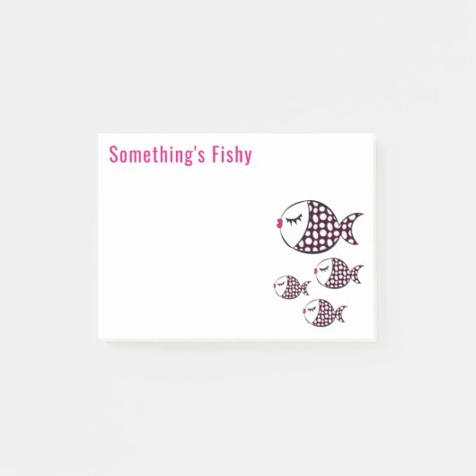 Cute Polka Dot Fish Funny Post-it® Notes (Voorkant)