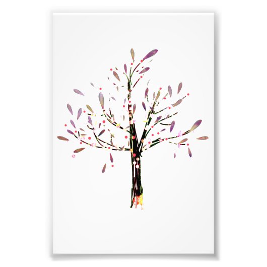 Cute Polka Dot Lavender Leaf Tree Foto Afdruk (Voorkant)