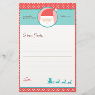 Cute Polka Dot Letter to Santa Briefpapier