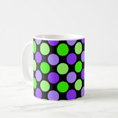 Cute Polka Dot Mok, Limoen en Lila op zwart Koffiemok (Voorkant links)
