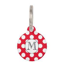 Cute Polka Dot Monogram Aangepast Kies Elke kleur Huisdierpenning