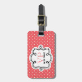 Cute Polka Dot Pattern Personalized Girly Bagagelabel (Voorkant verticaal)