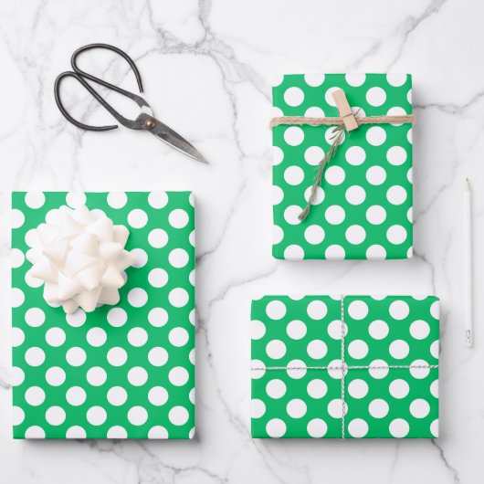 Cute polka dot tiled pattern green inpakpapier vel (Voorkant)