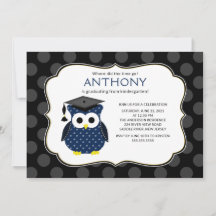 Cute Polka dots Afstudeerder Owl Boy Afstuderen In