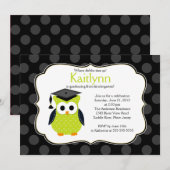 Cute Polka Dots Afstudeerder Owl Girl Afstuderen Kaart (Voorkant / Achterkant)