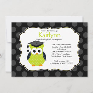 Cute Polka Dots Afstudeerder Owl Girl Afstuderen Kaart