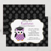 Cute Polka Dots Afstudeerder Owl Girl Afstuderen Kaart (Voorkant / Achterkant)