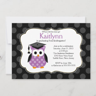 Cute Polka Dots Afstudeerder Owl Girl Afstuderen Kaart