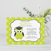 Cute Polka dots Afstudeerder Owl Girl Boy Afstuder Kaart (Staand voorkant)