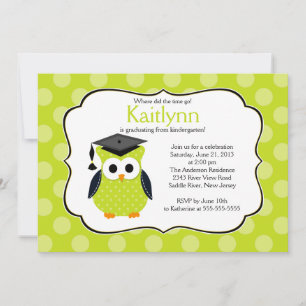 Cute Polka dots Afstudeerder Owl Girl Boy Afstuder Kaart